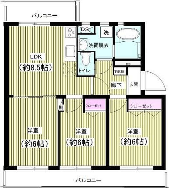 オリーブガーデン 3階｜千葉県柏市旭町5丁目(賃貸マンション3LDK・3階・57.00㎡)の写真 その2