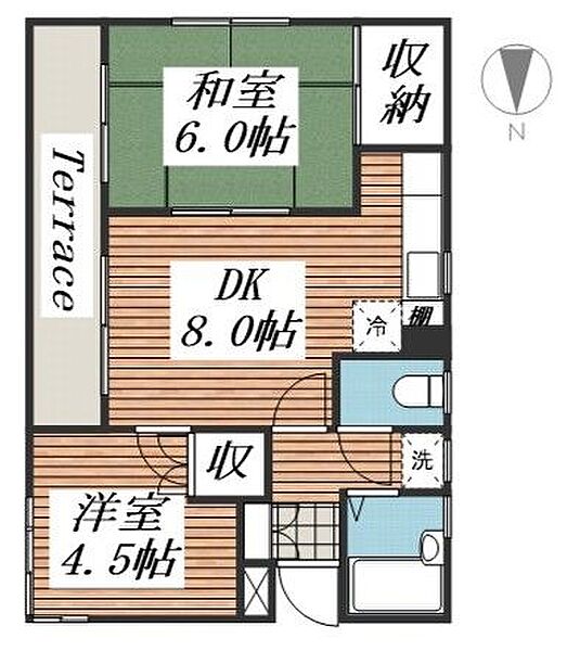 ロイヤルエモンド松戸 102｜千葉県松戸市中根長津町(賃貸マンション2DK・1階・42.48㎡)の写真 その2