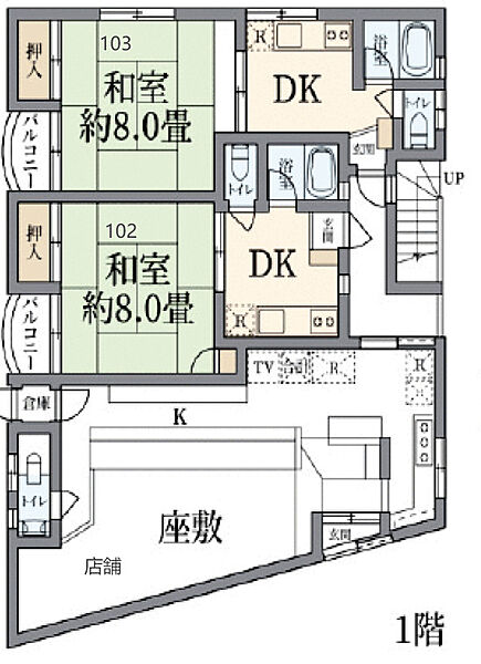 アマランス西新井 1F店舗｜東京都足立区西新井本町1丁目(賃貸アパート1R・1階・40.00㎡)の写真 その2