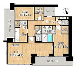 グラングリーン大阪 THE NORTH RESIDENCE 2LDKの間取図画像