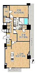 アデニウムタワー梅田イーストスクエア 2LDKの間取図画像