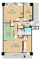 ザ・ライオンズ豊中中桜塚 3LDKの間取図画像