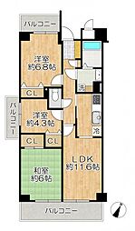 野中北パークハウス 3LDKの間取図画像