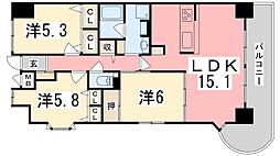 姫路甲丘アーバンコンフォート 3LDKの間取図画像