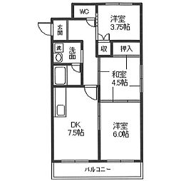 ヴィークル白浜 3DKの間取図画像