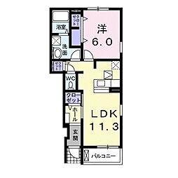 グランブルー2 1LDKの間取図画像