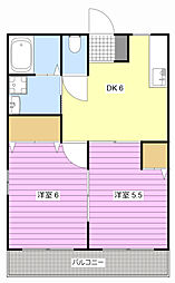 ダイエム1 2DKの間取図画像