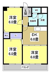 パレロワイヤル杉山 3DKの間取図画像