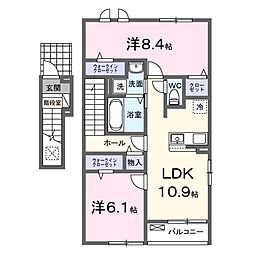 袋井市高尾アパート 2LDKの間取図画像