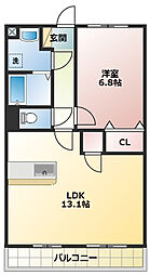 フォルテシモ 1LDKの間取図画像