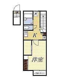 レオパレス延久4 1Kの間取図画像