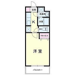 カウベル3 1Kの間取図画像
