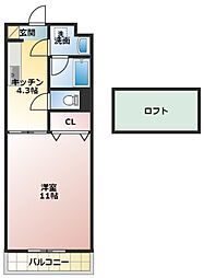 SUNDREAM 1DKの間取図画像