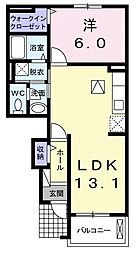 モデルノパラッツォ 1LDKの間取図画像