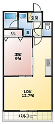 モン・サン・ミシェル 1LDKの間取図画像