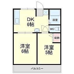 ラベンダータウンA 2DKの間取図画像
