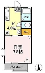 ルミエールビレッジ 1Kの間取図画像