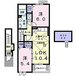 フルールA 2LDKの間取図画像