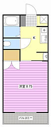 ウィンB 1Kの間取図画像