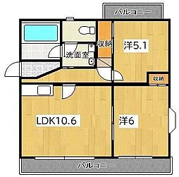 ソレアード2 2LDKの間取図画像