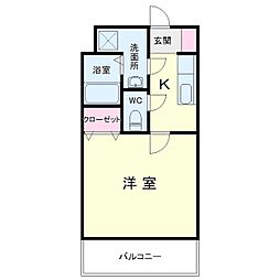 SunRise五番館 1Kの間取図画像