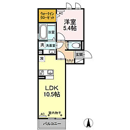 グランドソレイユ2 1LDKの間取図画像