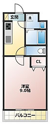 ウィンディ堀ノ内 1Kの間取図画像