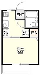 シャトレB 1Kの間取図画像