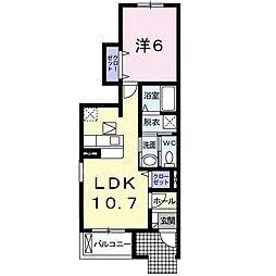 グラン・ブルーB 1LDKの間取図画像