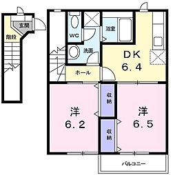 クリスピー 2DKの間取図画像