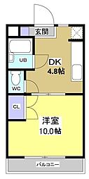ローランギャロス 1DKの間取図画像