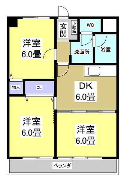 パレロワイヤル 203｜静岡県掛川市上張(賃貸マンション3DK・2階・53.05㎡)の写真 その2