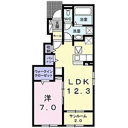 メゾン　シュシュＢ 1階1LDKの間取り