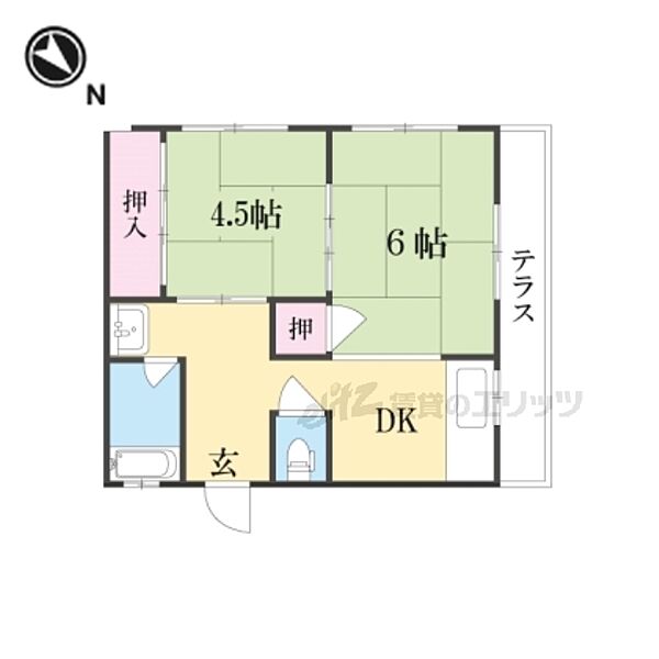 富士マンション 103｜奈良県生駒市本町(賃貸マンション2DK・1階・37.00㎡)の写真 その2