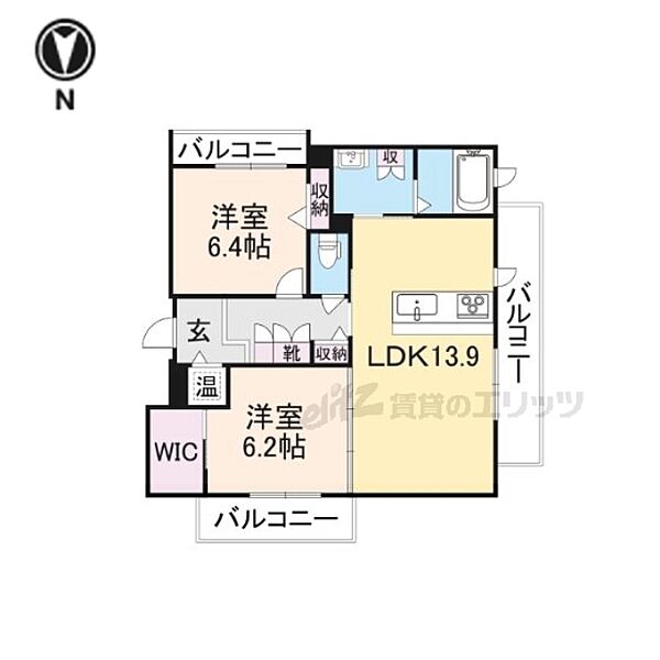 奈良県奈良市大森町(賃貸マンション2LDK・3階・63.97㎡)の写真 その2