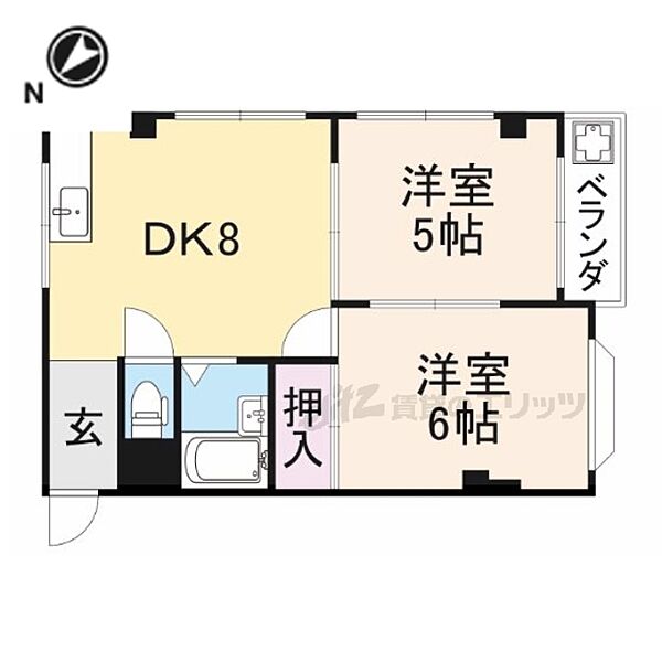 ペントハウス11 205｜大阪府寝屋川市高柳５丁目(賃貸マンション2DK・2階・38.00㎡)の写真 その2