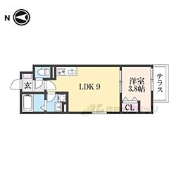 近鉄橿原線 筒井駅 徒歩4分の賃貸アパート 1階1LDKの間取り