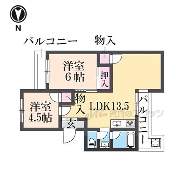 ロイヤルハイツ仲川 202｜奈良県橿原市新賀町(賃貸マンション2LDK・2階・50.00㎡)の写真 その2