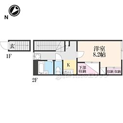 JR関西本線 大和小泉駅 バス17分 新町下車 徒歩5分の賃貸アパート 1階1Kの間取り