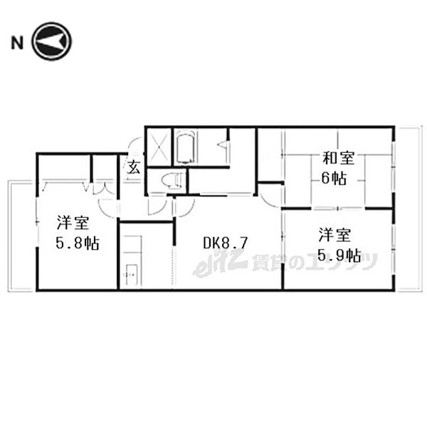 奈良県橿原市東坊城町(賃貸アパート3DK・2階・57.65㎡)の写真 その2