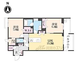 シャトードール　プレミア 3階2LDKの間取り