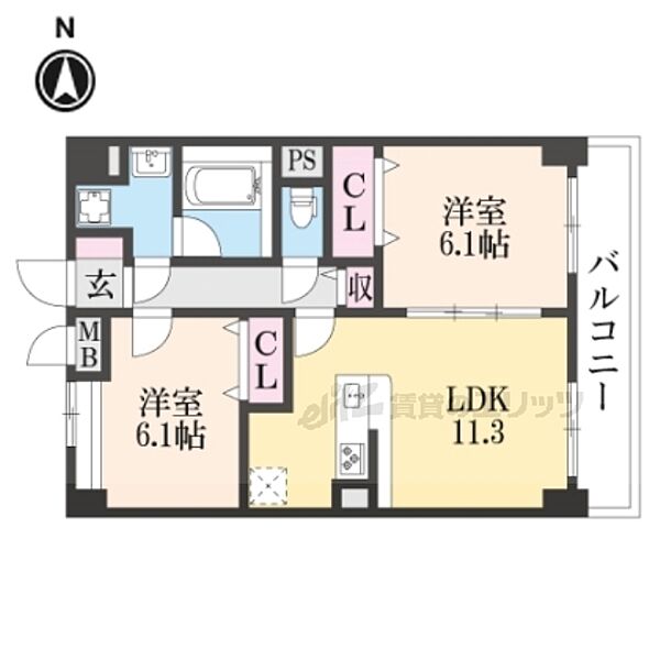 エバーハイム畝傍 603｜奈良県橿原市葛本町(賃貸マンション2LDK・6階・56.55㎡)の写真 その2