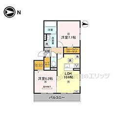 萩II 1階2LDKの間取り