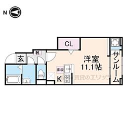 JR関西本線 王寺駅 徒歩4分の賃貸アパート 1階ワンルームの間取り