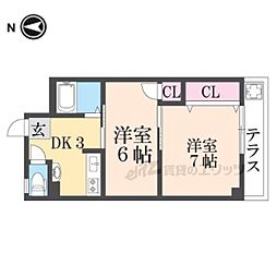 レジデンスパール 1階2Kの間取り