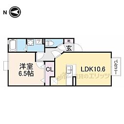 グランシャリオ 2階1LDKの間取り