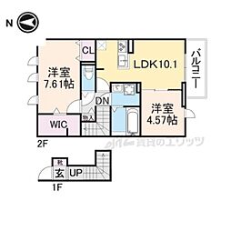 LIGARE都跡 2階2LDKの間取り