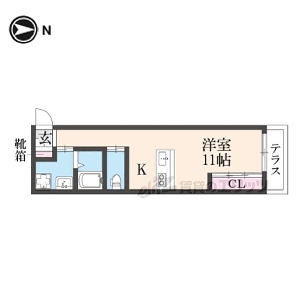 大阪府枚方市牧野本町２丁目(賃貸アパート1R・1階・26.17㎡)の写真 その2