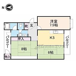 三室山コープタウン2号 3DKの間取図画像