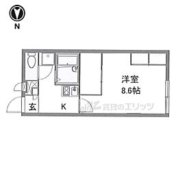 レオパレス瓢箪山 1Kの間取図画像